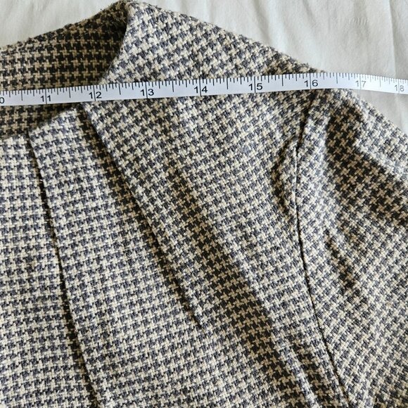Johnnie-O retro look pintuck front LS houndstooth gray lined silk mini dress XXL - Picture 9 of 16